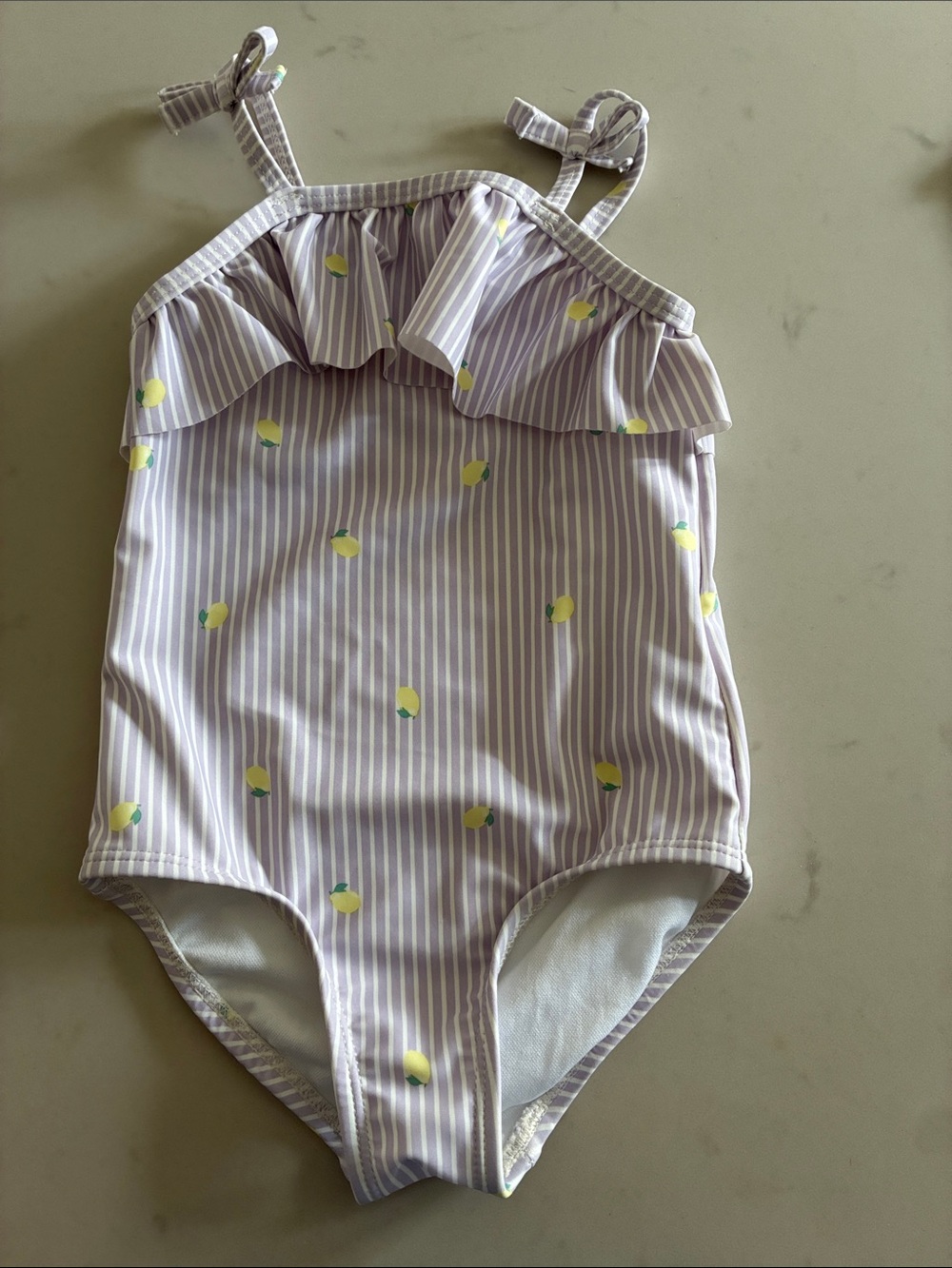 Carter's Lavender Stripe One-Piece Swimsuit with Lemon Print